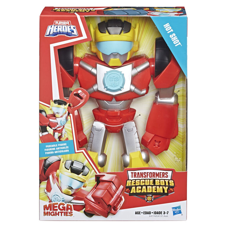 Playskool Heroes - Transformers Rescue Bots Academy Mega Mighties - Figurine de 25 cm articulée de Hot Shot