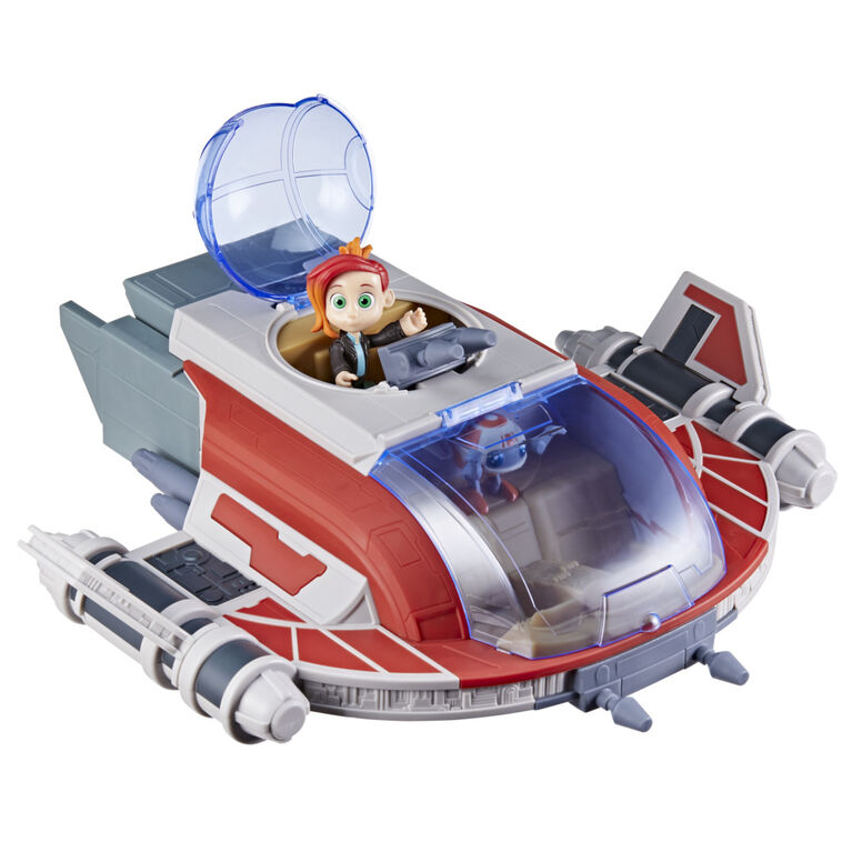 Star Wars Young Jedi Adventures The Crimson Firehawk, 17 Inch Star Wars Ship with 2 Action Figures, Star Wars Toys for Kids