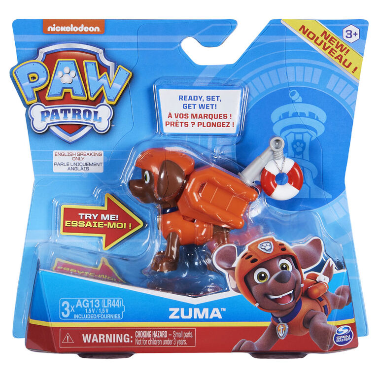 PAW Patrol, Figurine à collectionner Zuma Action Pack avec effets sonores et phrases