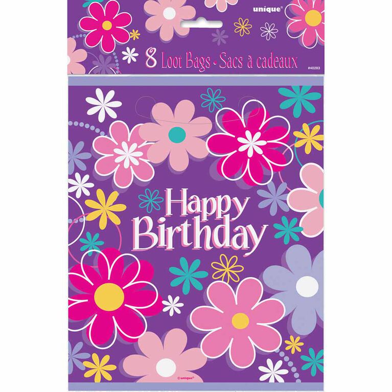 Birthday Blossoms Sacs a Cadeaux, 8un - Édition anglaise