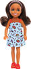 Barbie Chelsea Doll, Small Doll Wearing Removable Blue Dress with Brown Hair & Green Eyes