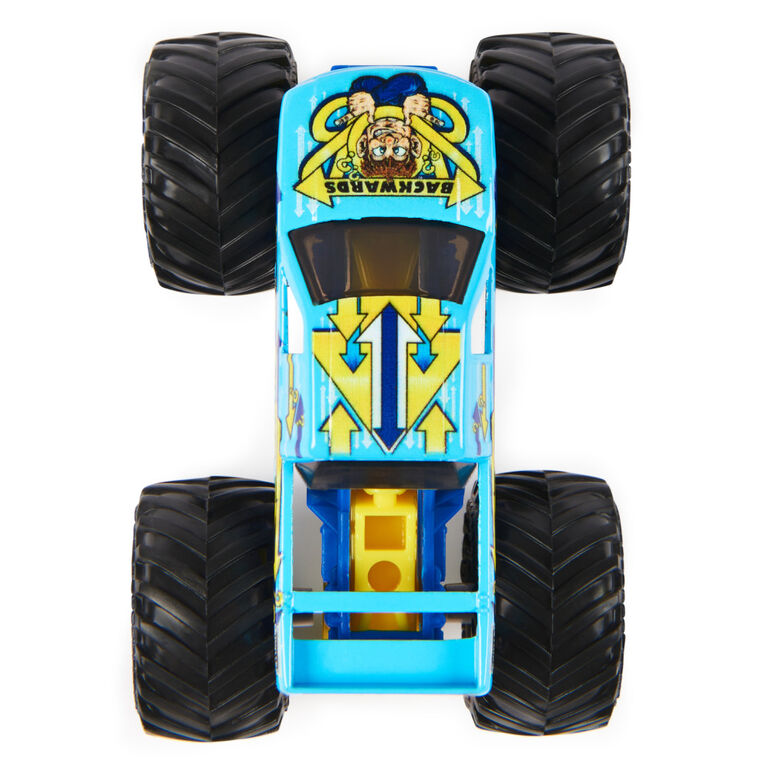 Monster Jam, Monster truck Backwards Bob officiel, véhicule en métal moulé, échelle 1:64, Jouets pour garçons à partir de 3 ans