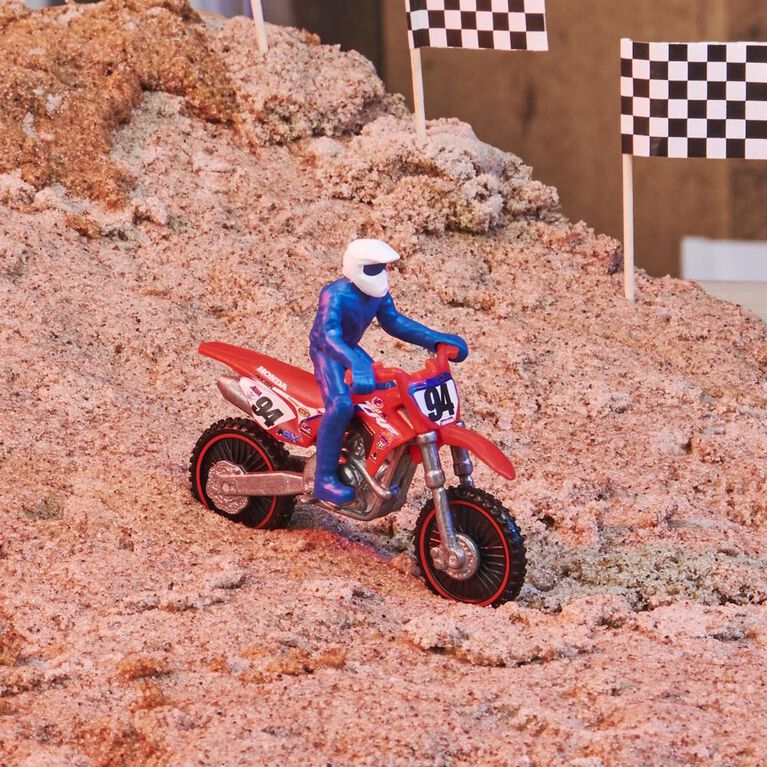 Supercross, Moto authentique de Ken Roczen en métal moulé à l'échelle 1:24 avec figurine motocycliste, pour les enfants et les collectionneurs