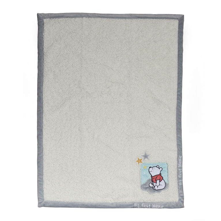 Bébé Disney Winnie l'Ourson, du vison à sherpa, réversible, ma première couverture de bébé - Gris