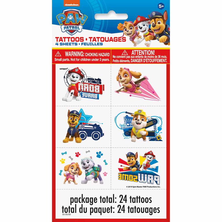 Paw Patrol Tattoos, 24 pieces