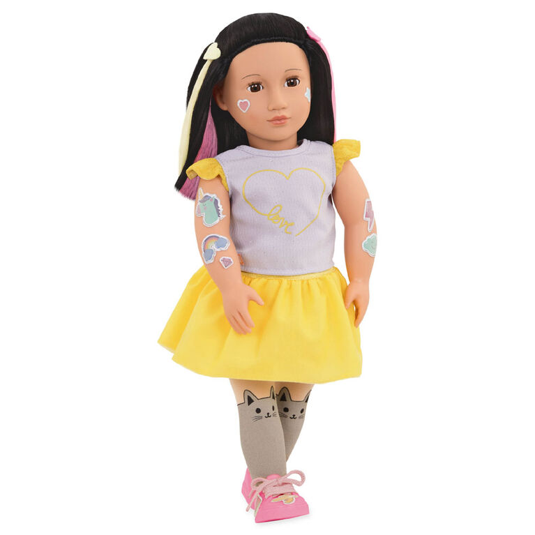 Our Generation, Aisha "Ready To Glow", 18-inch Deco Doll with Glow-in-the-Dark Tattoos