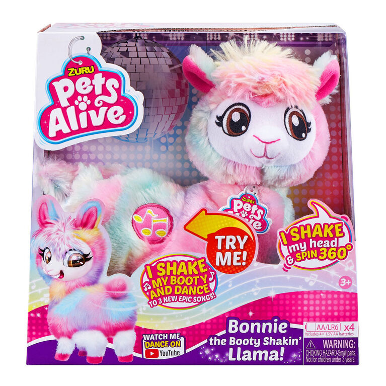 Pets Alive - Rainbow Bonnie the Booty Shakin Llama Battery-Powered Dancing Robotic Toy