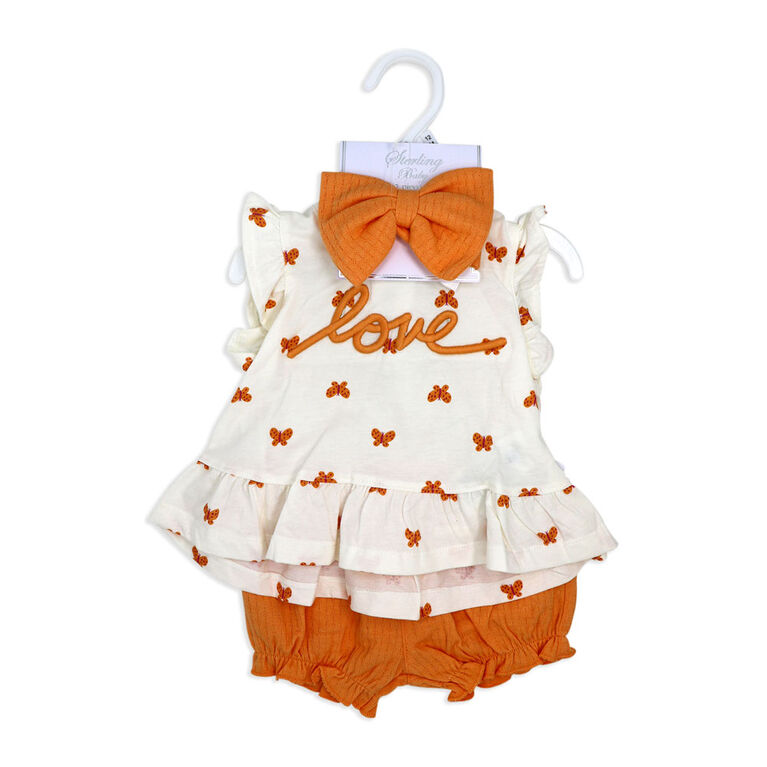 Sterling Baby 3 Piece Short Set: Peach Love