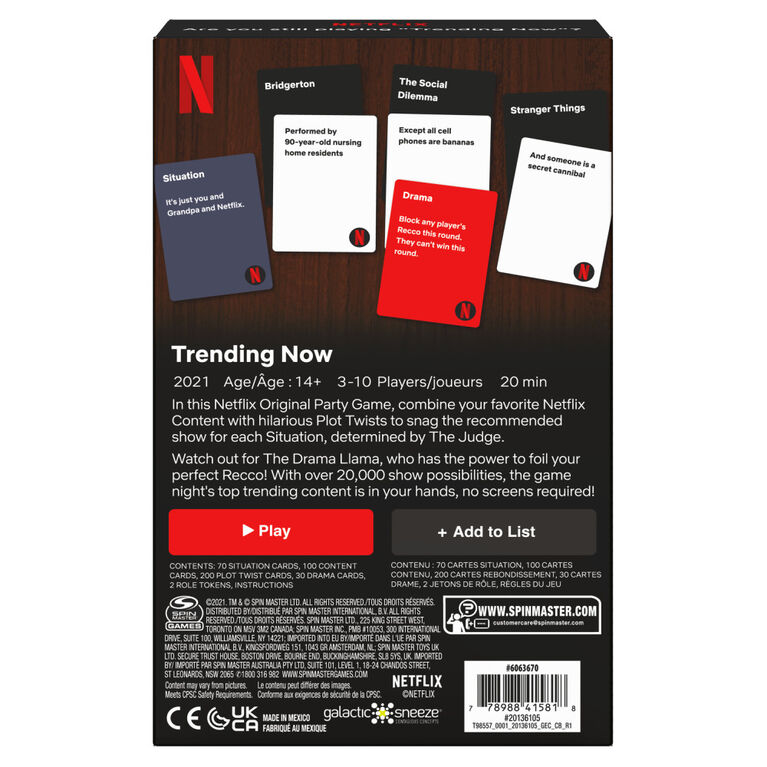 Netflix Trending Now Game, A Netflix Original Party Card Game