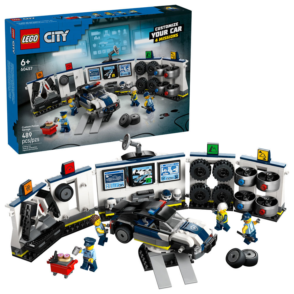 LEGO City Custom Police Car Garage Building Toy - Pretend Play Set for Boys & Girls, Ages 6+ - 60457