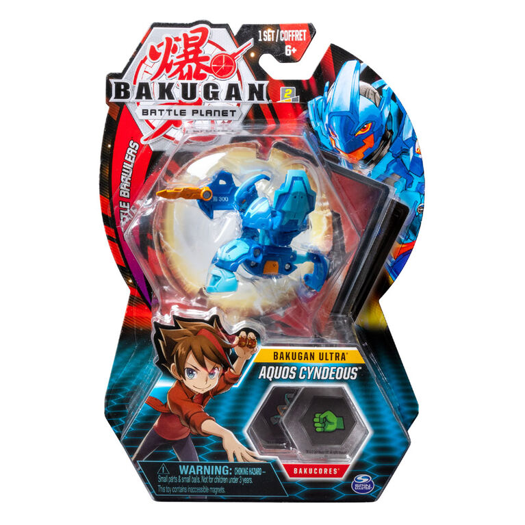 Bakugan Ultra Ball Pack, Aquos Cyndeous, Créature transformable à collectionner de 7,5 cm