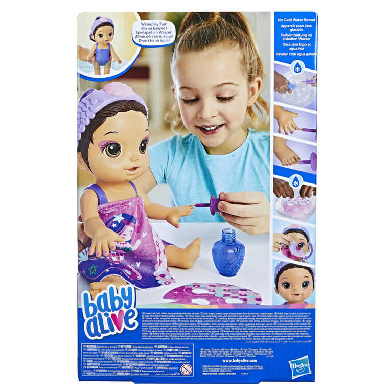 Baby Alive Glam Spa Baby Doll, Mermaid, Color Reveal Nails and Makeup, 12.6-Inch Waterplay Toy