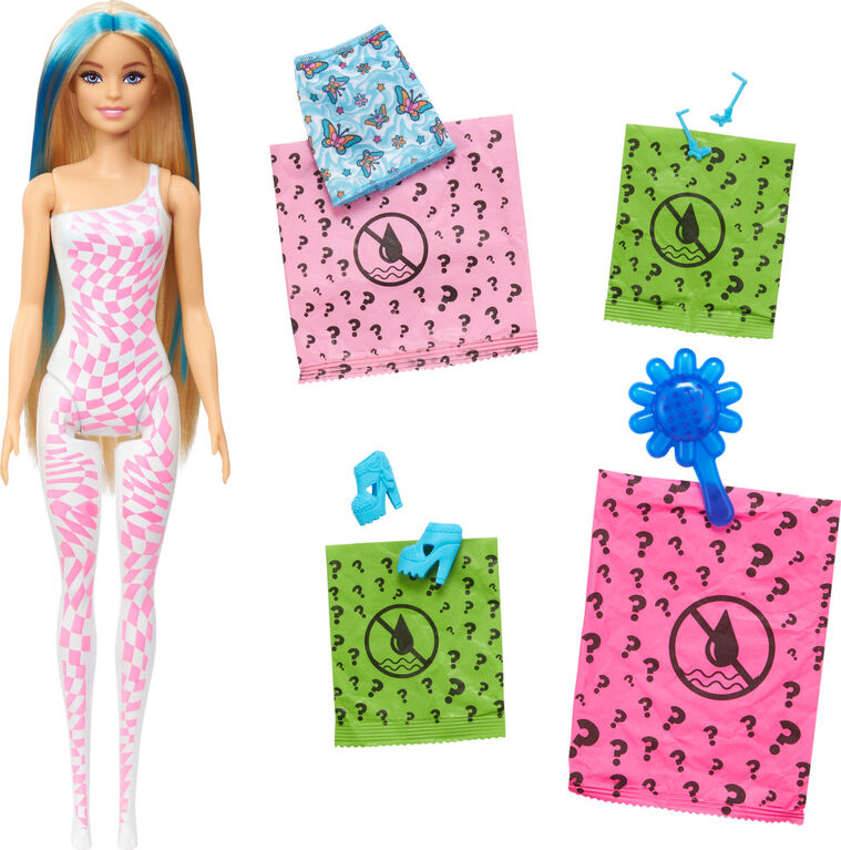 Barbie Color Reveal Rainbow Series Doll & Accessories with 6 Surprises, Color-Change Bodice, Styles Vary