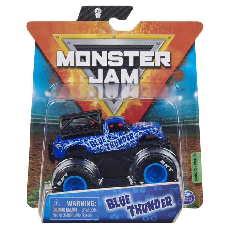 Monster Jam, Official Blue Thunder Monster Truck, Die-Cast Vehicle, Ride Trucks Series, 1:64 Scale