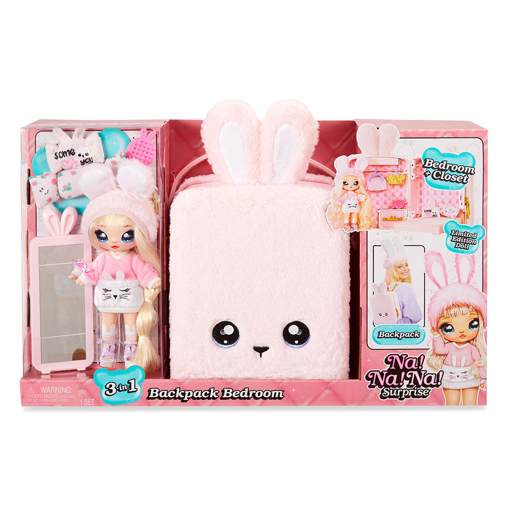 Na Surprise 3-in-1 Backpack Bedroom Pink Bunny Playset with Limited Edition Doll for sale online MGA Entertainment Na Na 