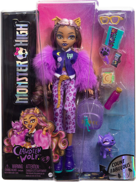Monster High Poupée, animal et accessoires Clawdeen Wolf, Croissant