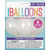 12" Latex Balloons, 8 Pieces - White