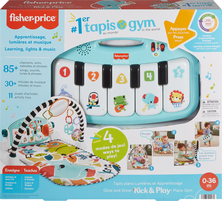 Fisher-Price Tapis piano Lumières et Apprentissage, bleu, français