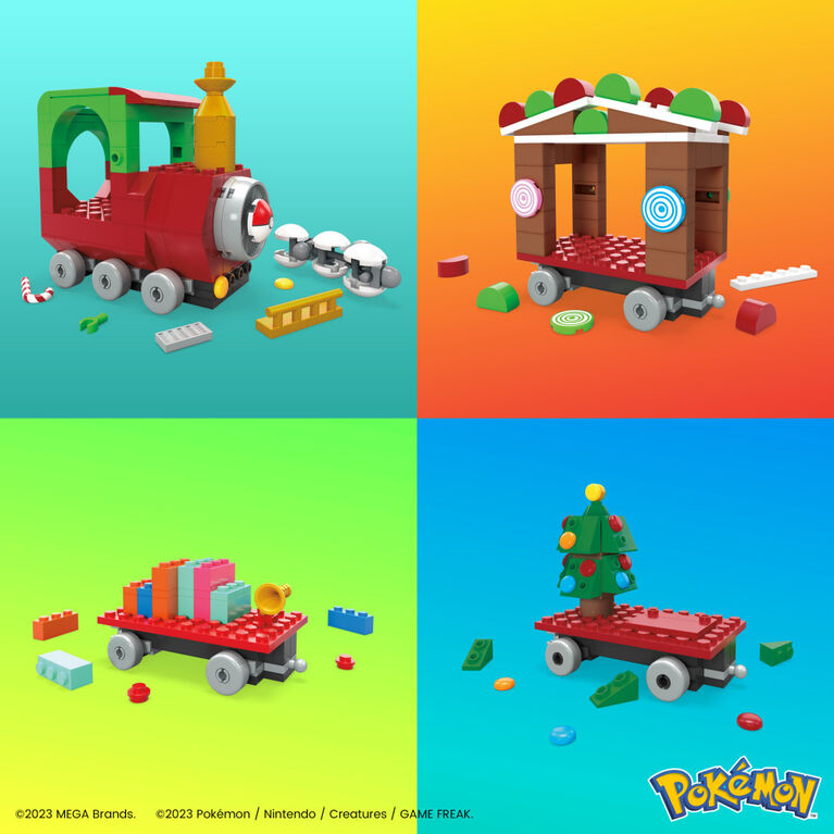 MEGA Pokémon Holiday Train building set with 373 pieces and festive surprises