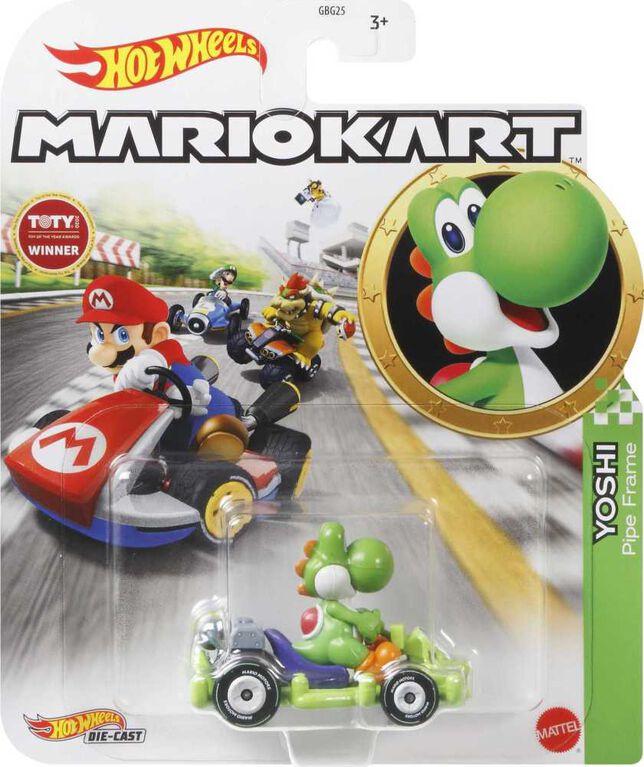 Hot Wheels MarioKart Yoshi with Pipe Frame Kart