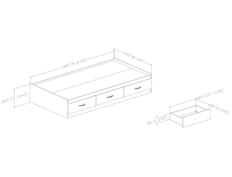 Lazer Mate's Platform Storage Bed with 3 Drawers- Black Onyx