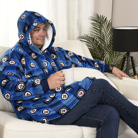 NHL Winnipeg Jets Oversized Wearable Sherpa Hooded Blanket, One Size Fits Most