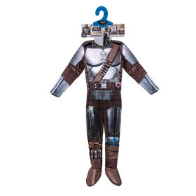 STAR WARS THE MANDALORIAN DELUXE YOUTH COSTUME - Combinaison Powerwall avec motif imprimé et rembourrage en polyfill plus gants, cape et casque 3D