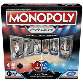 Monopoly Prizm: NBA Edition Board Game, Monopoly Game with Panini NBA Trading Cards - English Edition