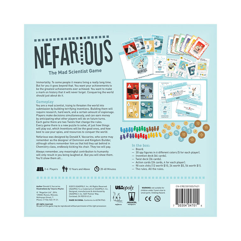 Nefarious: The Mad Scientist Game! - Édition anglaise
