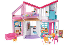 Barbie Malibu House 2-Story Dollhouse with Transformation Features and 25+ Pieces - R Exclusive