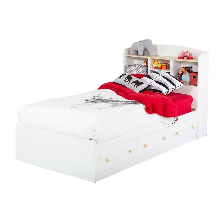 Summertime Mate's Platform Storage Bed with 3 Drawers- Pure White