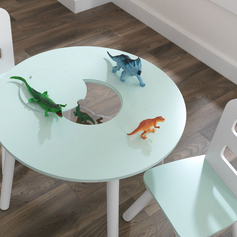 Ensemble table de rangement ronde + chaise - Menthe