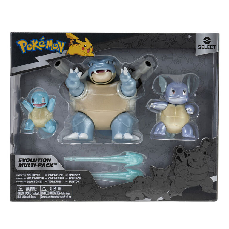 Pokémon - Multipaquet Sélection - Évolution - Carapuce (Squirtle) no 3, Carabaffe (Wartortle), Tortank (Blastoise)