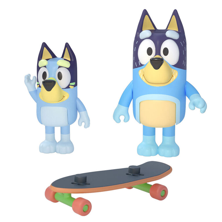 Bluey Figure 2 Pack- Skateboard - Bluey and Bandit