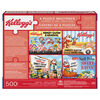Kellogg's, Coffret de 4 puzzles de 500 pièces formant 1 méga puzzle, décorations murales rétro vintage, céréales, avec posters