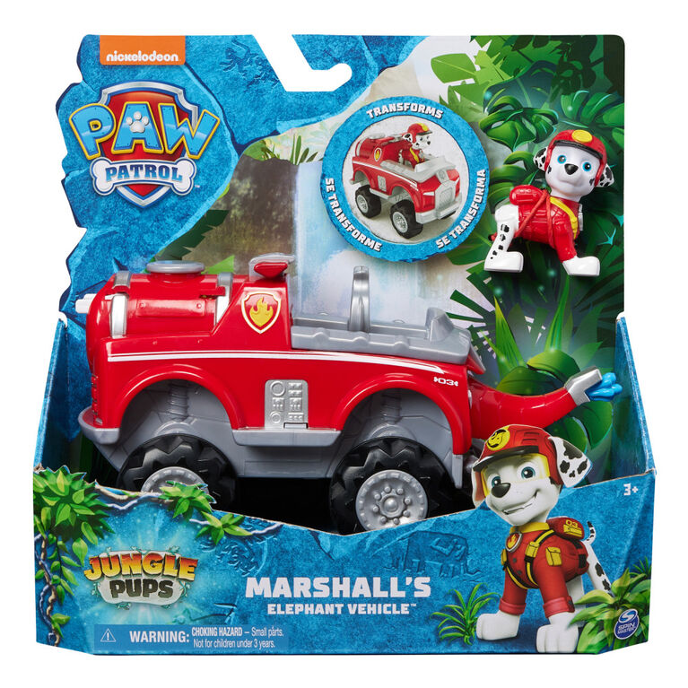 PAW Patrol Jungle Pups, Marshall's Elephant Vehicle, Camion avec figurine à collectionner