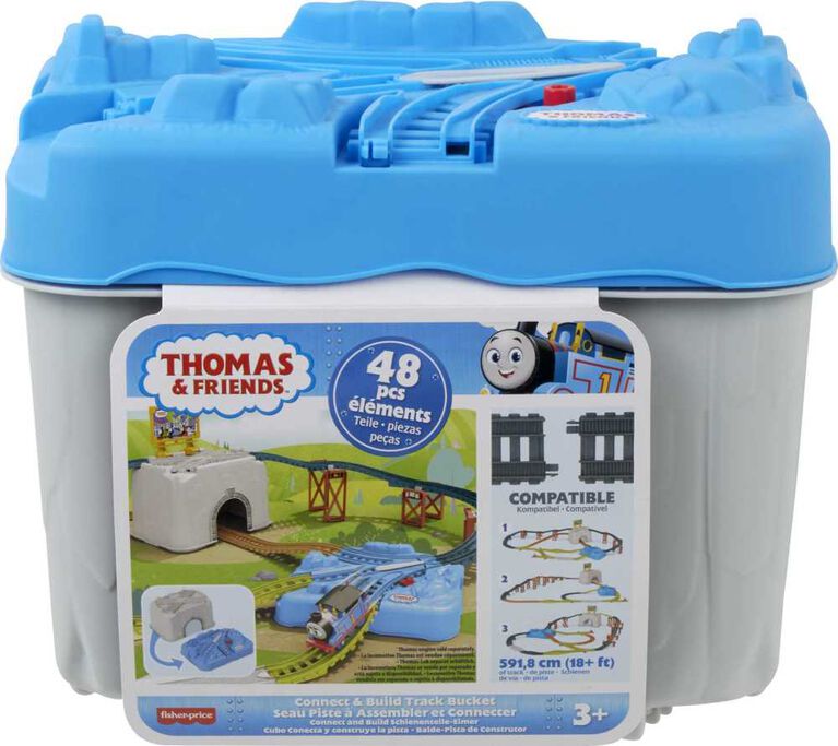 Thomas & Friends Train Tracks Set, Connect & Build Track Bucket, 34-Piece Preschool Toy