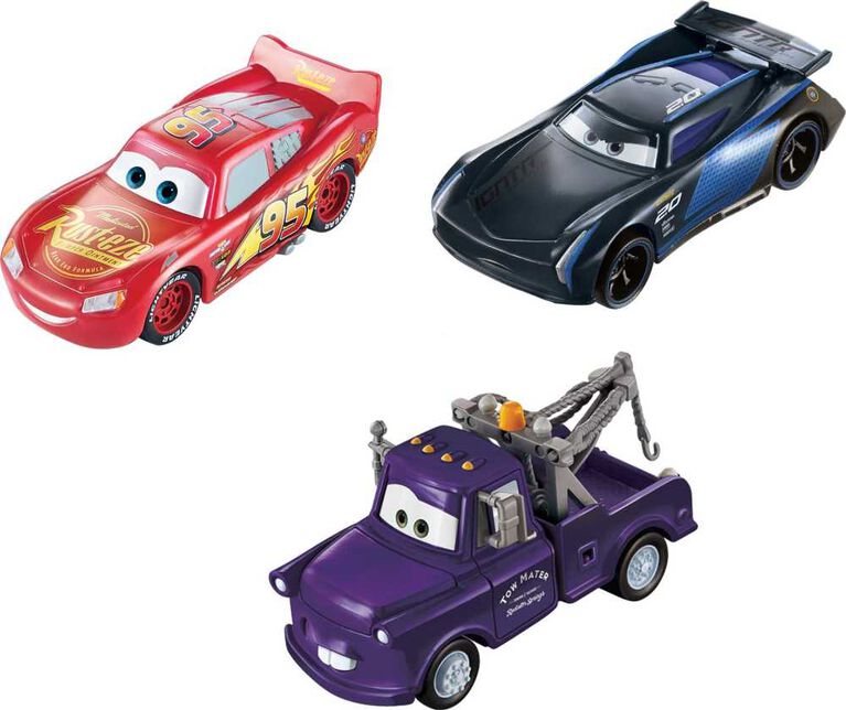 Disney Pixar Cars - Pack de 3 véhicules Color Changers -Lightning McQueen,  Mater & Jackson Storm