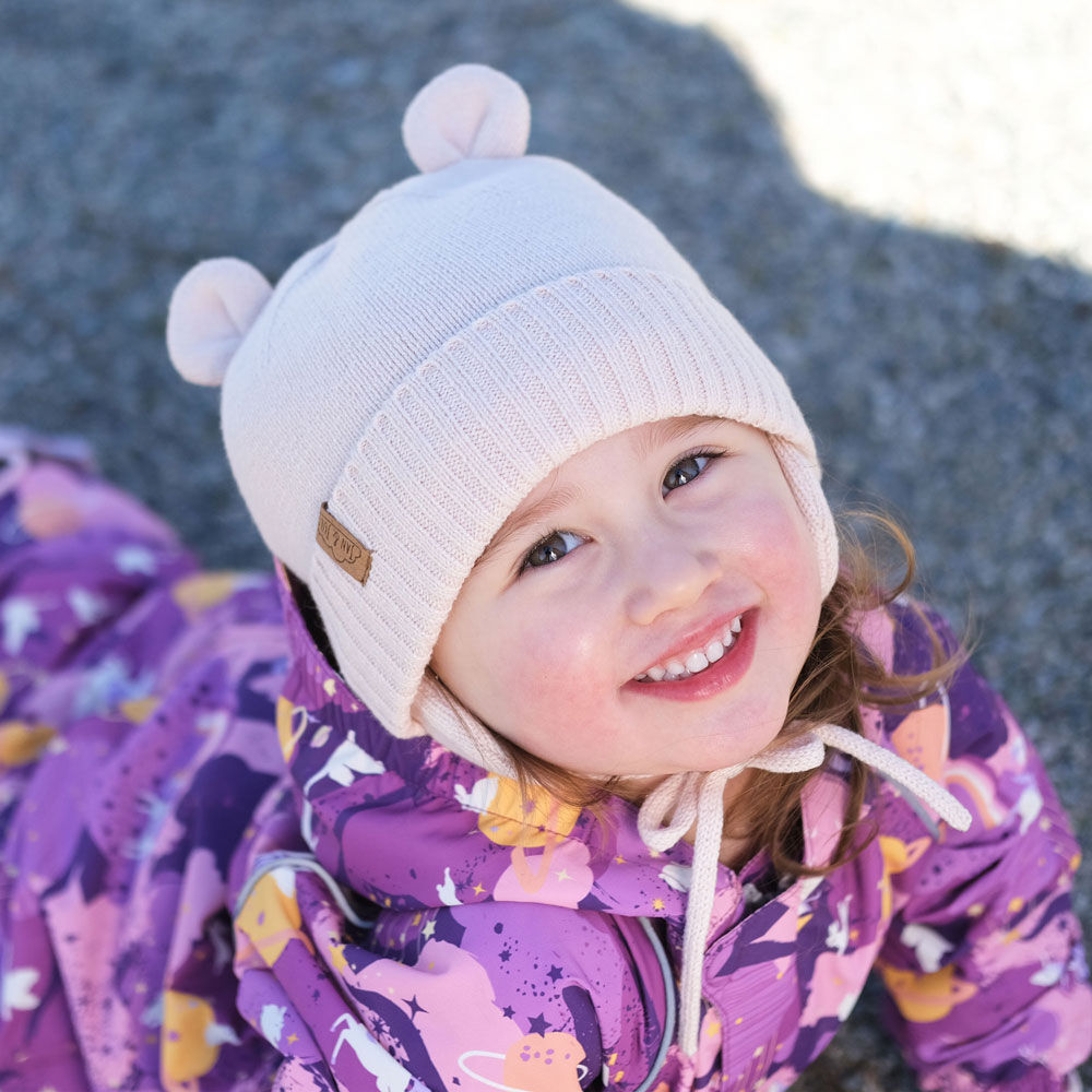 Kids Bear Knit Hats | Light Pink
