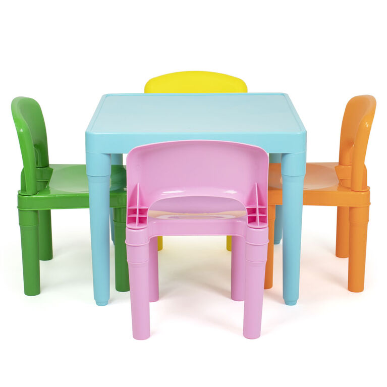 Humble Crew Kids Plastic Table & 4 Chairs, Modern Brights