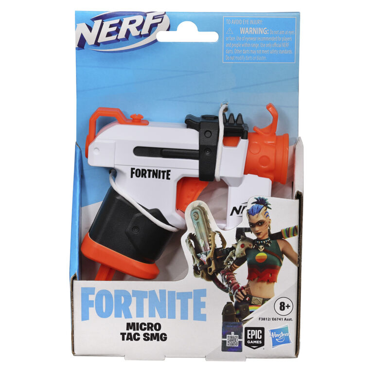 Nerf Fortnite Micro Tac SMG Mini Dart-Firing Blaster, Fortnite Tac SMG Equipment Design, Includes 2 Official Nerf Elite Darts