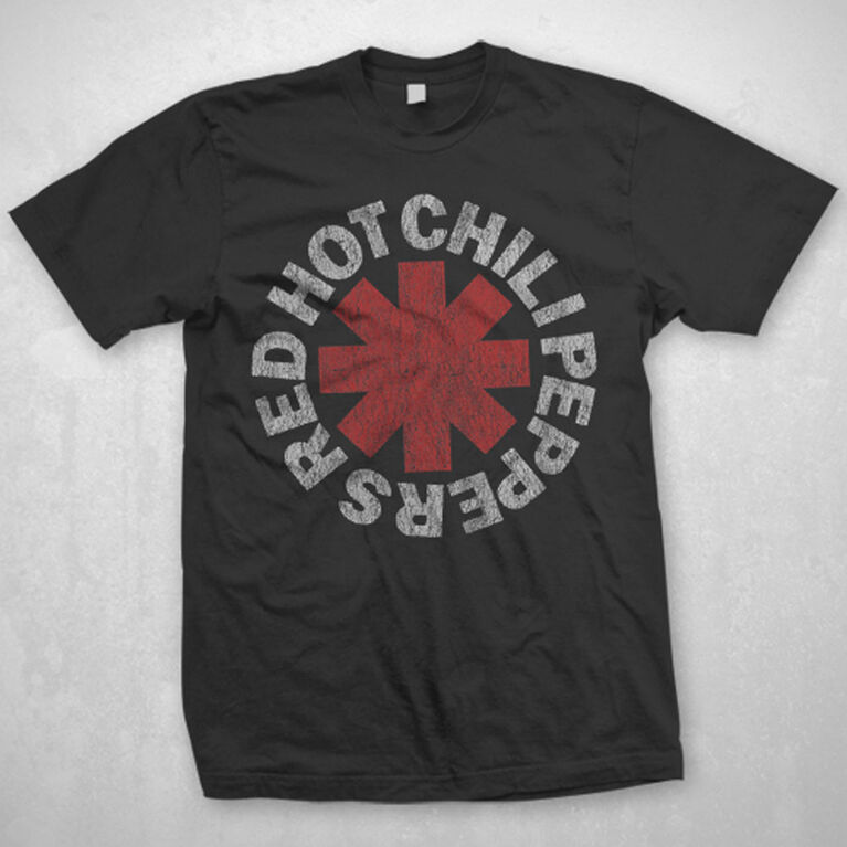 Red Hot Chili Peppers- Distressed Asterisk- Black T-Shirt