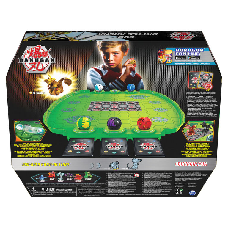 Bakugan Evo Battle Arena, Avec Bakugan Leonidas exclusif, Plateau de jeu néon pour Bakugan à collectionner