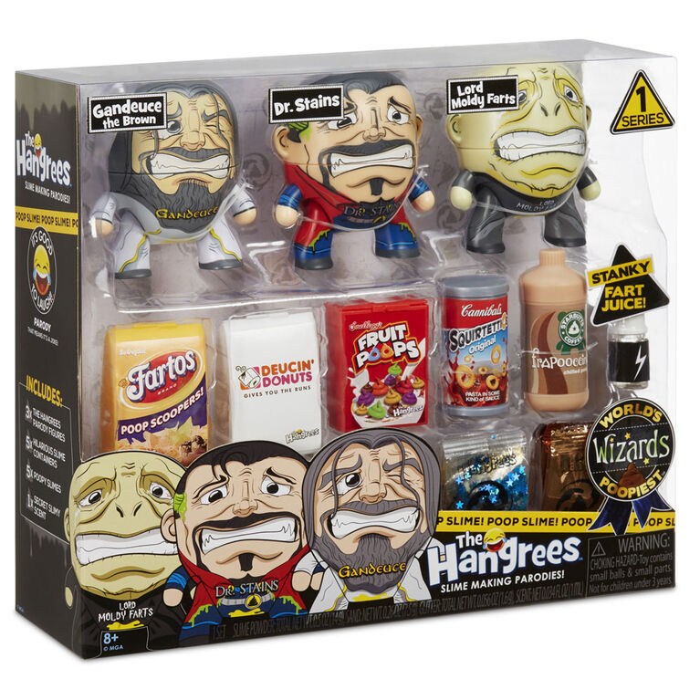 The Hangrees World's Poopiest Wizards Collectible Parody Figures 3-Pack with Slime