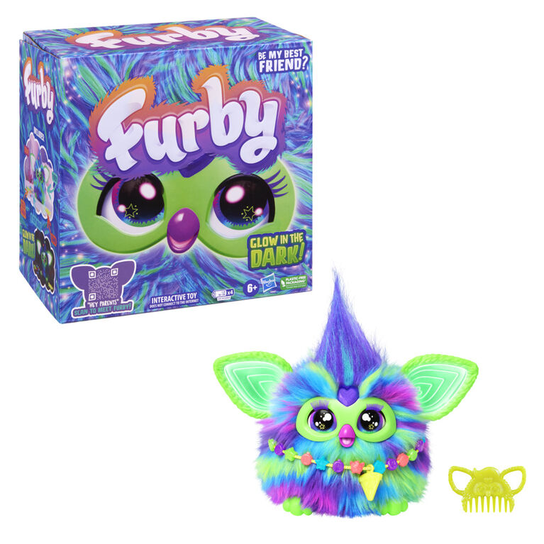Furby Galaxy Glow in the Dark Interactive Plush Toy - English Edition