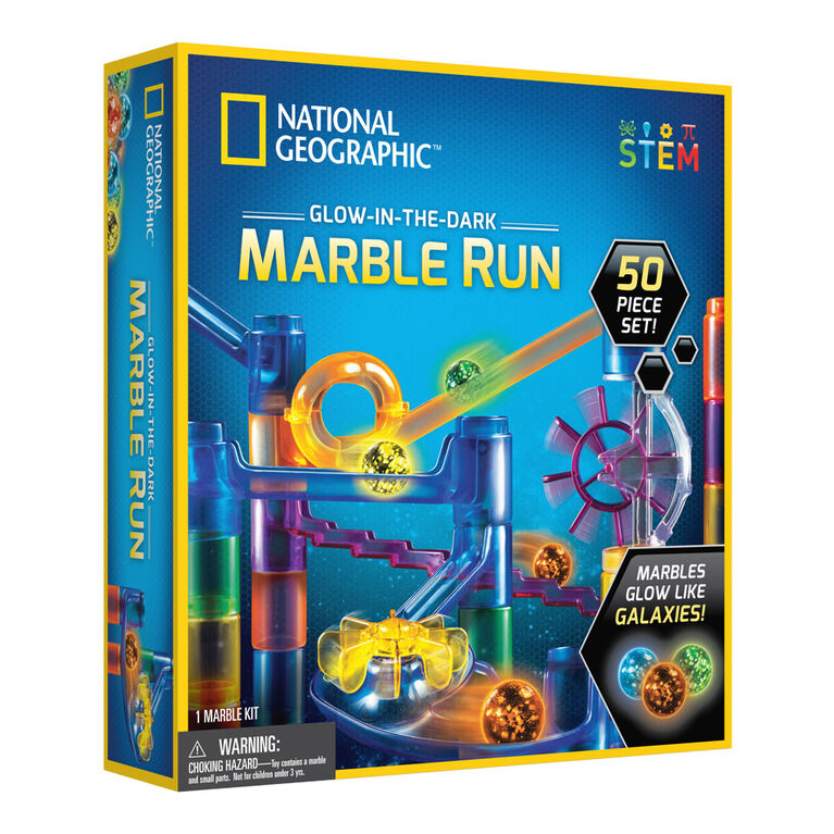 National Geographic Glow-In-The-Dark Marble Run 50 Piece Set - Édition anglaise