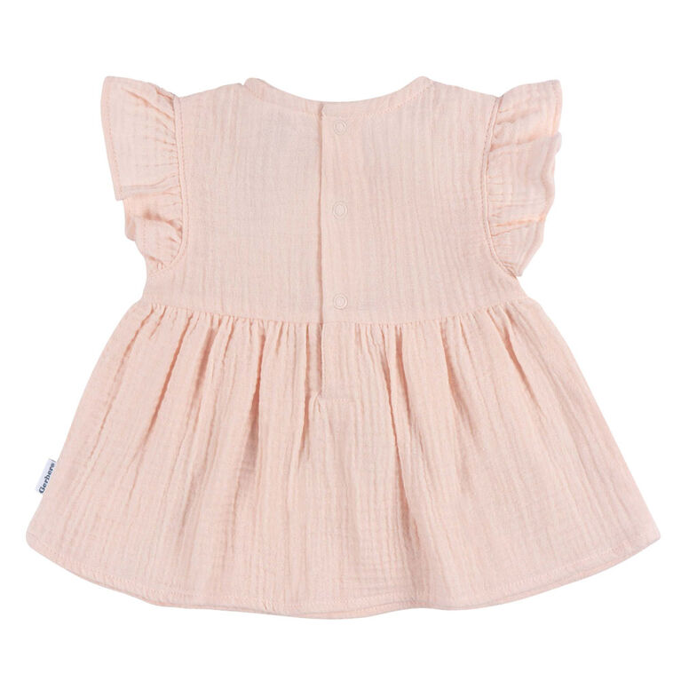 Gerber Childrenswear - 2-Piece Top + Diaper Set - Blush - 3-6M