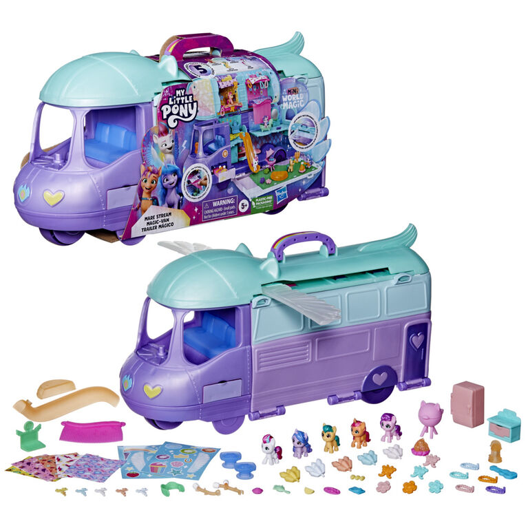 My Little Pony Playset Mini World Magic Mare Stream, Buildable Trailer Camper Van, Mini My Little Pony Toys