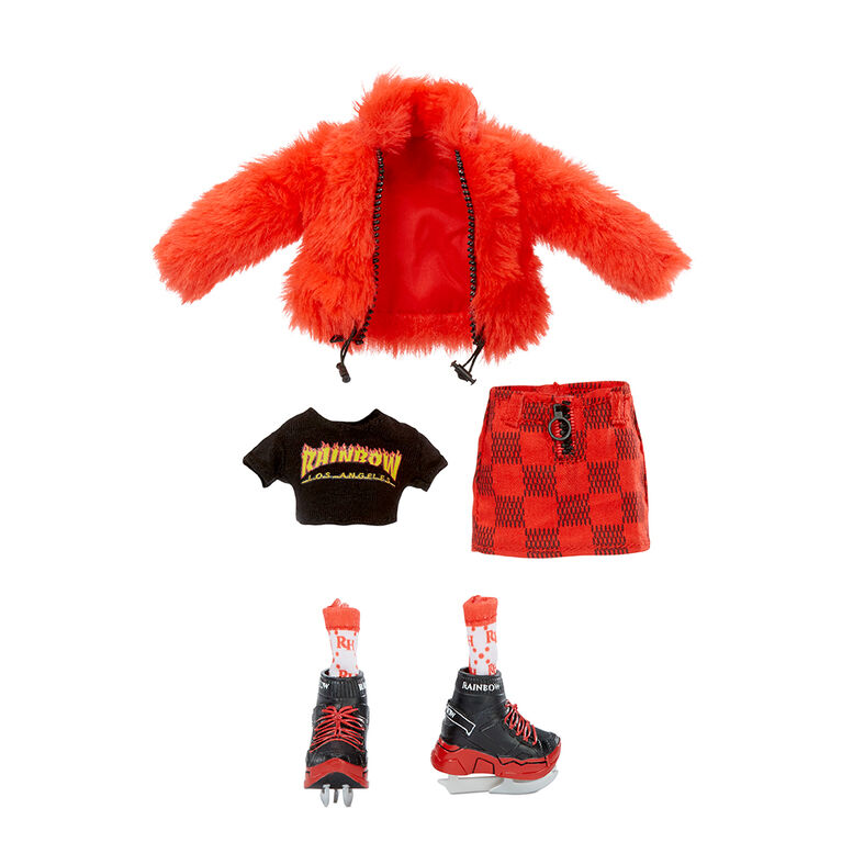 Poupée Rainbow High Winter Break Ruby Anderson - Poupée-mannequin Winter Break rouge et jouet avec 2 tenues complètes de poupée, planche à neige et accessoires d'hiver pour la poupée