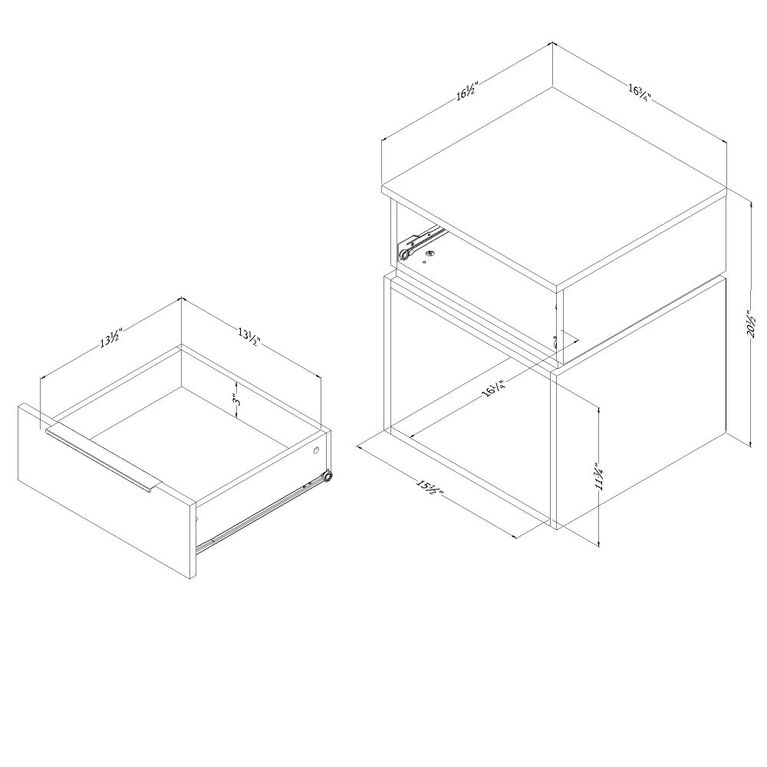 Hourra 1-Drawer Nightstand Soft Elm Whit